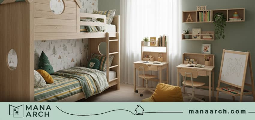 انواع تخت در طراحی اتاق خواب دو فرزند