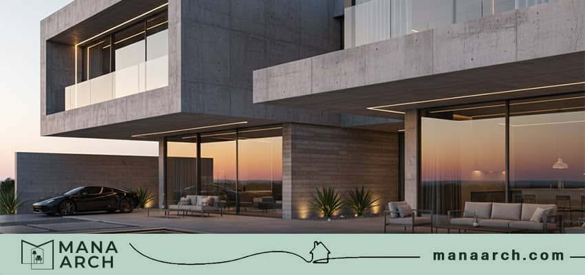 نمای ویلای دوبلکس کلاسیک