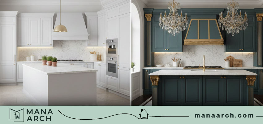 طراحی دکوراسیون با کابینت نئوکلاسیک