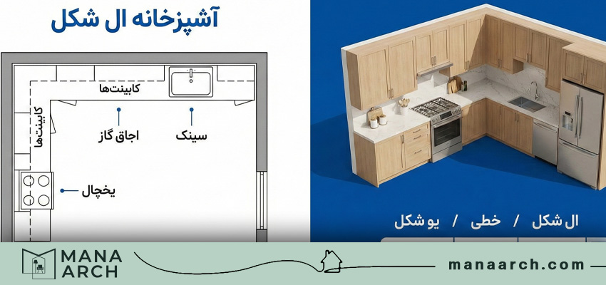 اصول چیدمان آشپزخانه ال شکل